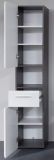 Badezimmer Hochschrank Matrix in wei� Hochglanz und grau Rauchsilber 30 x 182 cm