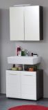Waschbeckenunterschrank Matrix in wei� Hochglanz und grau, Badschrank 60 x 57 cm