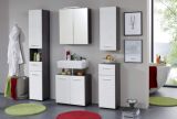 Badezimmer Unterschrank Matrix in wei� Hochglanz und Sardegna grau Rauchsilber 30 x 80 cm