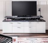 TV-Lowboard Mood in wei� und Stone Design grau Fernsehtisch 180 x 66 cm TV in Komforth�he