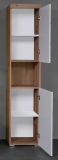 Badezimmer Hochschrank Adamo in wei� Hochglanz und Asteiche Badschrank 37 x 190 cm