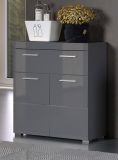 Badezimmer Kommode Adamo in grau Hochglanz Badschrank 73 x 79 cm