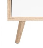 TV-Lowboard Colory in Sonoma Eiche hell mit Petrol, Wei� und Grau skandinavischer Fernsehtisch Tricolor 150 x 52 cm