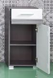 Badezimmer Unterschrank SetOne in wei� Hochglanz und Sardegna grau Rauchsilber 37 x 80 cm