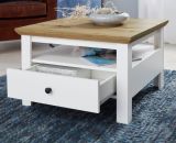 Couchtisch Solido in wei� mit Artisan Eiche im Landhausstil 70 x 70 cm