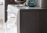 Garderobe Sitzbank Matrix in Hochglanz wei� und Sardegna grau Rauchsilber Garderobenbank und Schuhschrank 80 x 41 cm