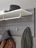 Garderobenpaneel Matrix in Hochglanz wei� und Sardegna grau Rauchsilber Wandgarderobe 80 x 40 cm