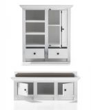 Garderobe Hooge in Pinie wei� Landhaus Garderobenkombination 3-tlg. mit Garderobenbank und Kommode