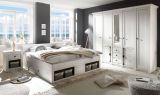Kleiderschrank Hooge in Pinie wei� Landhaus Dreht�renschrank 7-t�rig mit Spiegel 236 x 206 cm