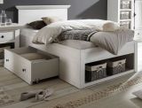 Bett Hooge in Pinie wei� Landhaus Stauraumbett mit Bettschubkasten Liegefl�che 90 x 200 cm