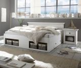 Bett Hooge in Pinie wei� Landhaus Stauraumbett mit 2 x Bettschubkasten Liegefl�che 180 x 200 cm