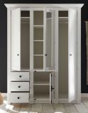 Schlafzimmer komplett Hooge in Pinie wei� Landhaus Set mit Bett, Kleiderschrank, Kommode und Nachttisch