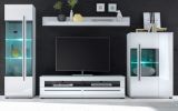 Wohnwand Design-D in Hochglanz wei� Anbauwand 4-teilig 350 x 200 cm