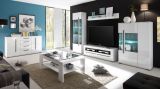 Wohnwand Design-D in Hochglanz wei� Anbauwand 4-teilig 310 x 200 cm