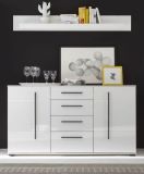 Sideboard Design-D in wei� Hochglanz Kommode 150 x 86 cm, Soft-Close