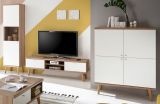 Wohnwand Helge in wei� und Eiche Riviera Schrankwand skandinavisch 3-teilig 337 x 197 cm