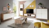 Wohnwand Helge in wei� und Eiche Riviera Schrankwand skandinavisch 3-teilig 277 x 160 cm