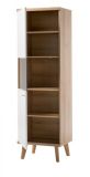 Vitrine Helge in wei� und Eiche Riviera Vitrinenschrank skandinavisch 50 x 197 cm