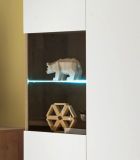 Highboard Helge in wei� und Eiche Riviera Vitrine skandinavisch 90 x 134 cm