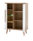 Highboard Helge in wei� und Eiche Riviera Vitrine skandinavisch 90 x 134 cm