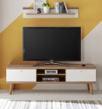Wandboard Helge in wei� und Eiche Riviera Wandregal skandinavisch 107 x 20 cm