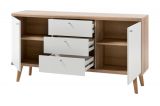 Sideboard Helge in wei� und Eiche Riviera Kommode skandinavisch 160 x 83 cm