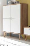 Highboard Helge in wei� und Eiche Riviera skandinavisch 107 x 134 cm