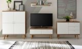 Highboard Helge in wei� und Eiche Riviera skandinavisch 107 x 134 cm