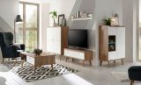Highboard Helge in wei� und Eiche Riviera skandinavisch 107 x 134 cm