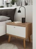 Nachttisch Helge in wei� und Eiche Riviera Nachtkommode skandinavisch 54 x 50 cm