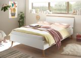 Bett Helge in wei� und Eiche Riviera Einzelbett skandinavisch Liegefl�che 140 x 200 cm