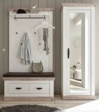 Garderobenkombination Rovola in Pinie wei� / Oslo Pinie Landhaus Garderobe Set 3-tlg. 190 x 201 cm