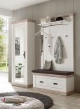 Garderobenkombination Rovola in Pinie wei� / Oslo Pinie Landhaus Garderobe Set 3-tlg. 190 x 201 cm