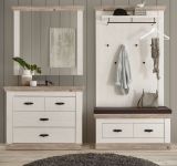 Garderobenkombination Rovola in Pinie wei� / Oslo Pinie Landhaus Garderobe Set 4-tlg. 224 x 201 cm