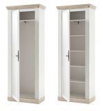 Garderobenschrank Rovola in Pinie wei� / Oslo Pinie Landhaus Garderobe oder gro�er Schuhschrank mit Spiegel 73 x 201 cm