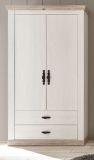 Garderobenschrank Rovola in Pinie wei� / Oslo Pinie Landhaus Garderobe oder gro�er Schuhschrank 107 x 201 cm