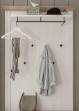 Garderobenpaneel Rovola in Pinie wei� / Oslo Pinie Landhaus Wandgarderobe 107 x 153 cm