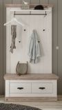 Garderobenpaneel Rovola in Pinie wei� / Oslo Pinie Landhaus Wandgarderobe 107 x 153 cm