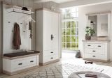 Garderobenpaneel Rovola in Pinie wei� / Oslo Pinie Landhaus Wandgarderobe 107 x 153 cm