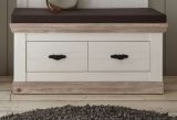 Garderobe Sitzbank Rovola in Pinie wei� / Oslo Pinie Landhaus Garderobenbank 107 x 48 cm