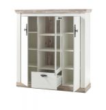 Highboard Rovola in Pinie wei� / Oslo Pinie Landhaus Kommode 140 x 146 cm Anrichte