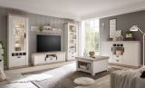 Couchtisch Rovola in Pinie wei� / Oslo Pinie Landhaus Beistelltisch mit Truhe und Ablage 86 x 86 cm quadratisch