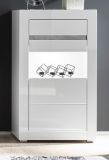 Vitrine Nobile in wei� Hochglanz und Stone Design grau Vitrinenschrank 66 x 112 cm Kommode