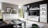 Vitrine Nobile in wei� Hochglanz und Stone Design grau Vitrinenschrank 66 x 112 cm Kommode