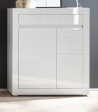 Kommode Nobile in wei� Hochglanz und Stone Design grau 100 x 112 cm
