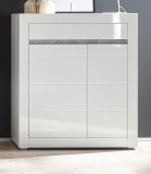 Kommode Nobile in wei� Hochglanz und Stone Design grau 100 x 112 cm