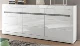 Sideboard Nobile in wei� Hochglanz und Stone Design grau Kommode 217 x 90 cm