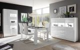 Highboard Nobile in wei� Hochglanz und Stone Design grau 164 x 131 cm