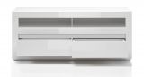Wohnwand Nobile in Hochglanz wei� und Stone Design grau Anbauwand 4-teilig 302 x 198 cm