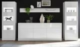 Wohnwand Nobile in Hochglanz wei� und Stone Design grau Anbauwand 4-teilig 369 x 198 cm